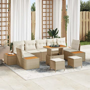 Set Divano da Giardino con cuscino 10 pcs Beige Poly Rattan 3364851