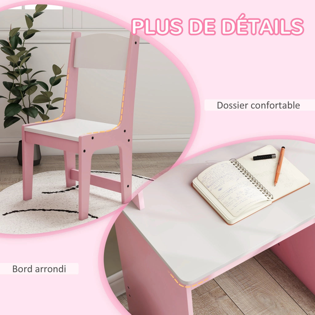 Scrivania bambini con sedia ¨C Minimal ¨C rosa 90x45x90 cm