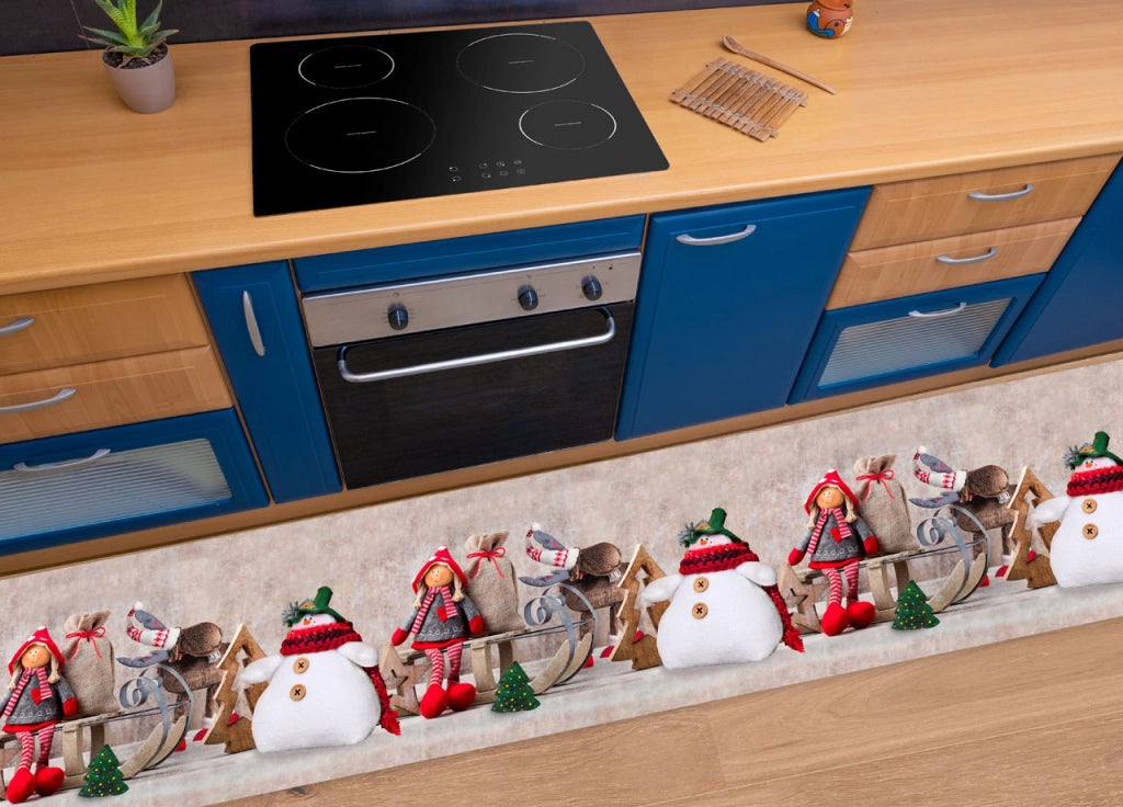 Tappeto Passatoia Cucina Antiscivolo Sottolavello Digitale Dis Natale Inverno - 50x400 - Bambolina Slitta