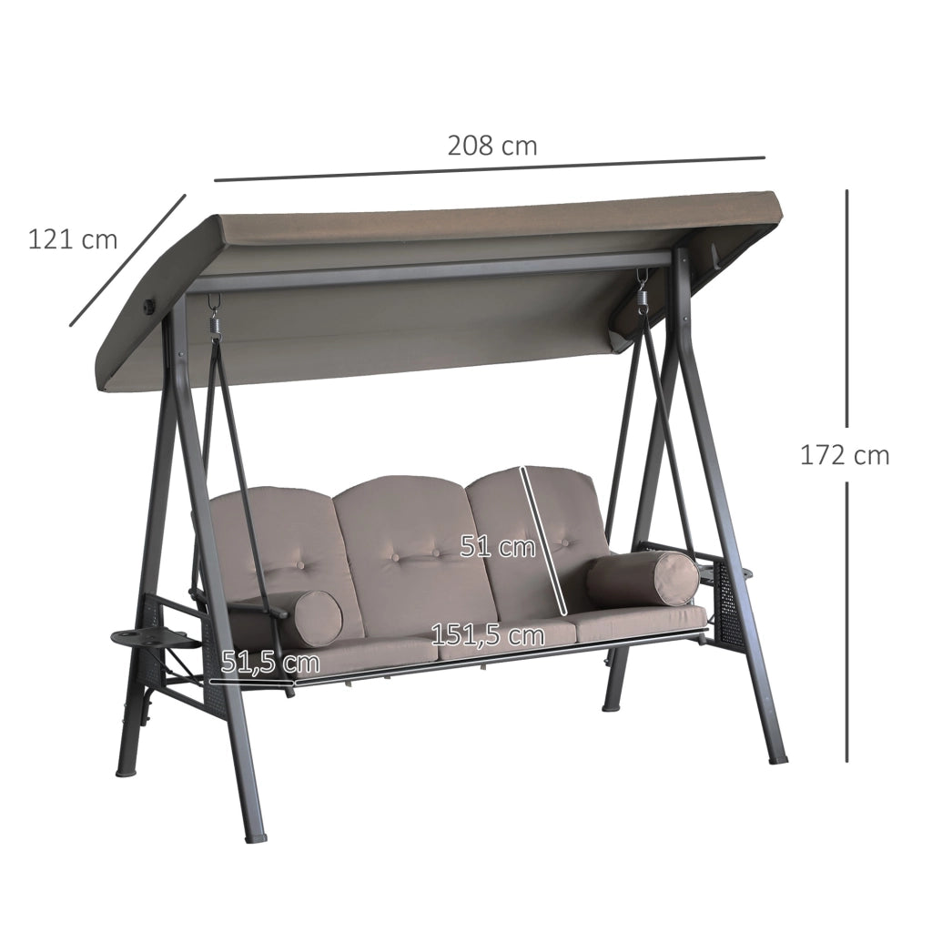 Sedia a dondolo da giardino 3 posti con cuscini ¨C Minimal ¨C Polyester beige
