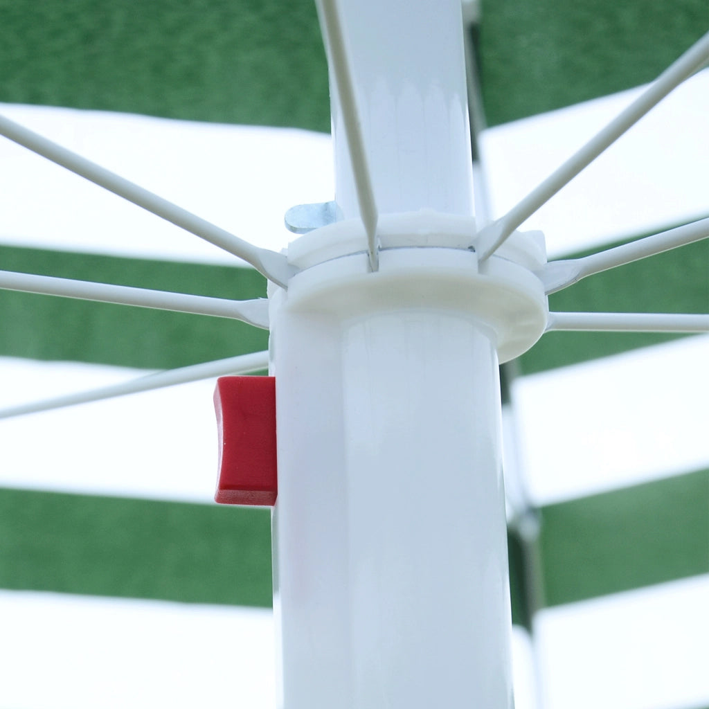 Ombrellone da Spiaggia ¨C Xylo ¨C ?180 cm Verde e Bianco con Palo in Metallo Inclinabile