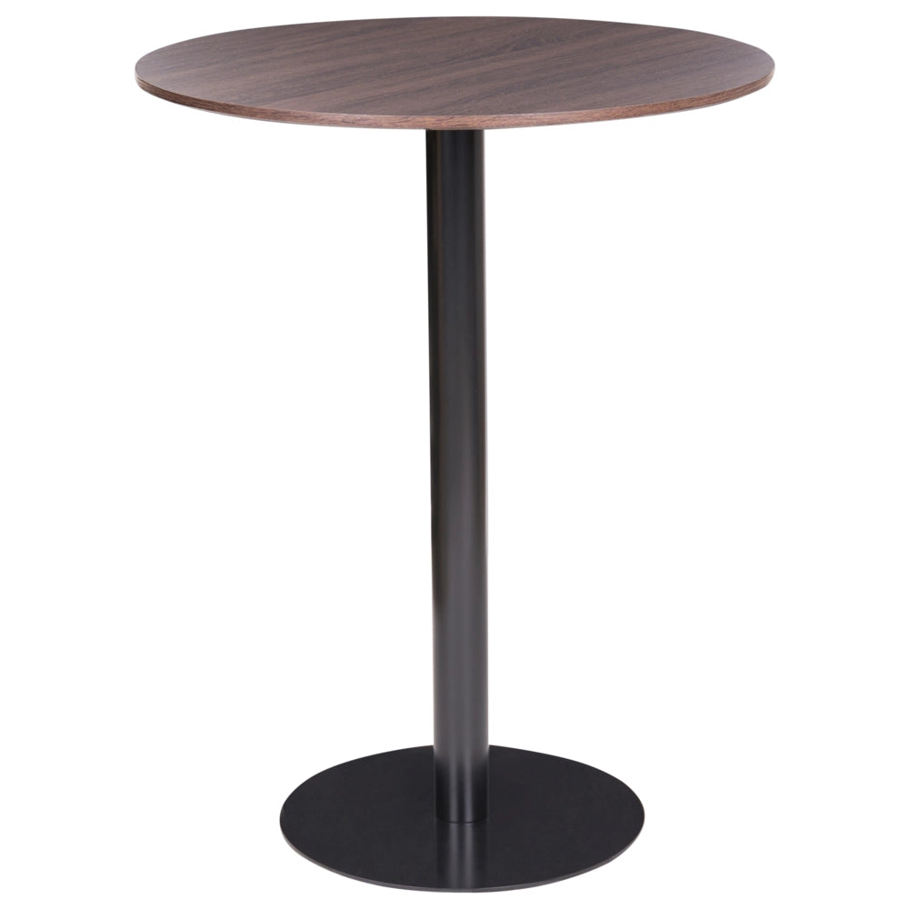 Tavolino da bistrot in MDF marrone scuro e nero, piano rotondo e base in metallo, 80 x 80 cm, cucina moderna