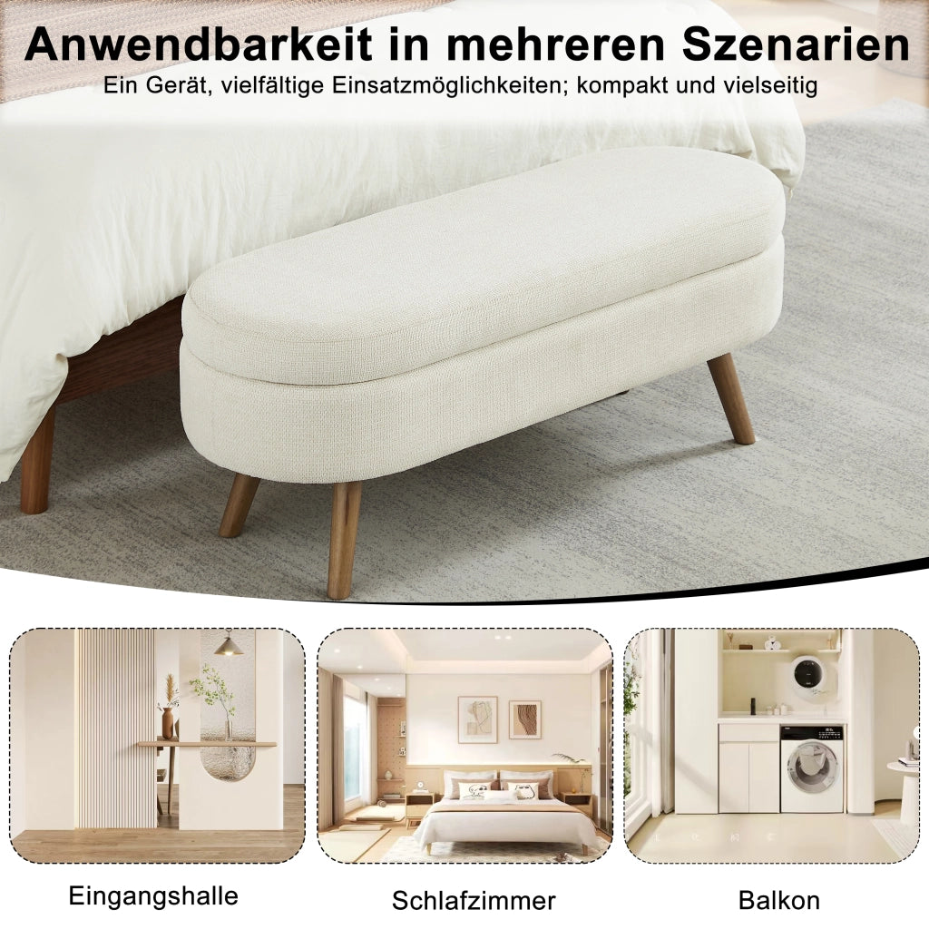 PANCA Contenitore 110 cm in Chenille Beige