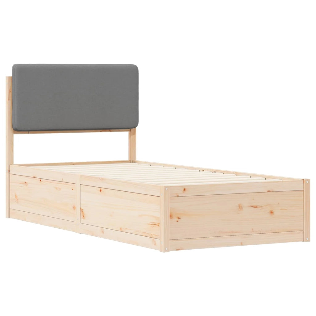Letto singolo | Letto per adulti | Letto con Testiera Rivestita Grigio chiaro 90 x 190 cm