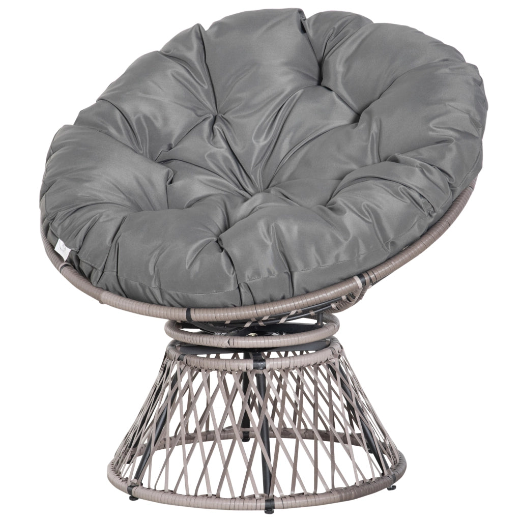 Poltrona Papasan in rattan grigio con cuscino girevole 360¡ã ¨C Xylo ¨C 87x97x86 cm