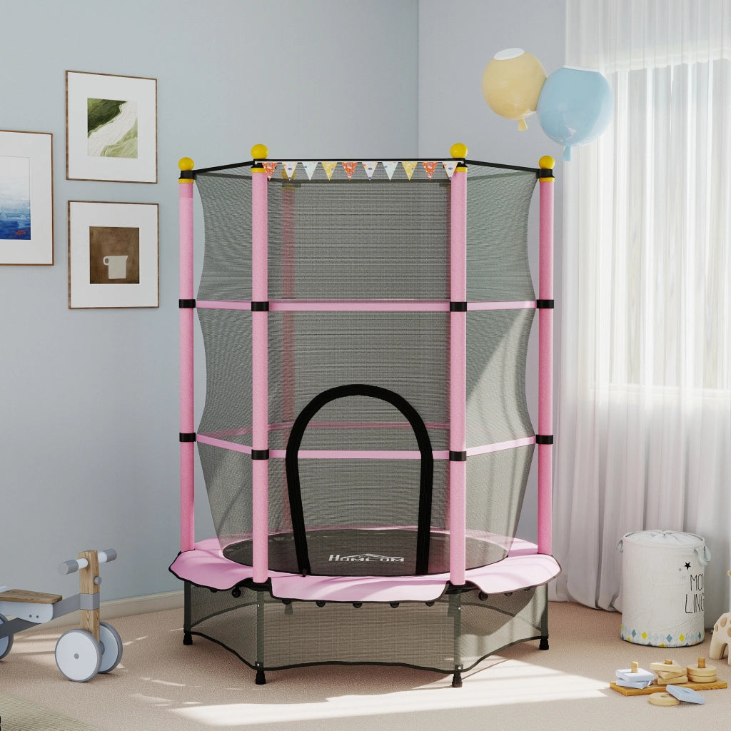 Trampolino per Bambini ?140 cm con Rete di Sicurezza ¨C Zephmum ¨C Rosa e Nero