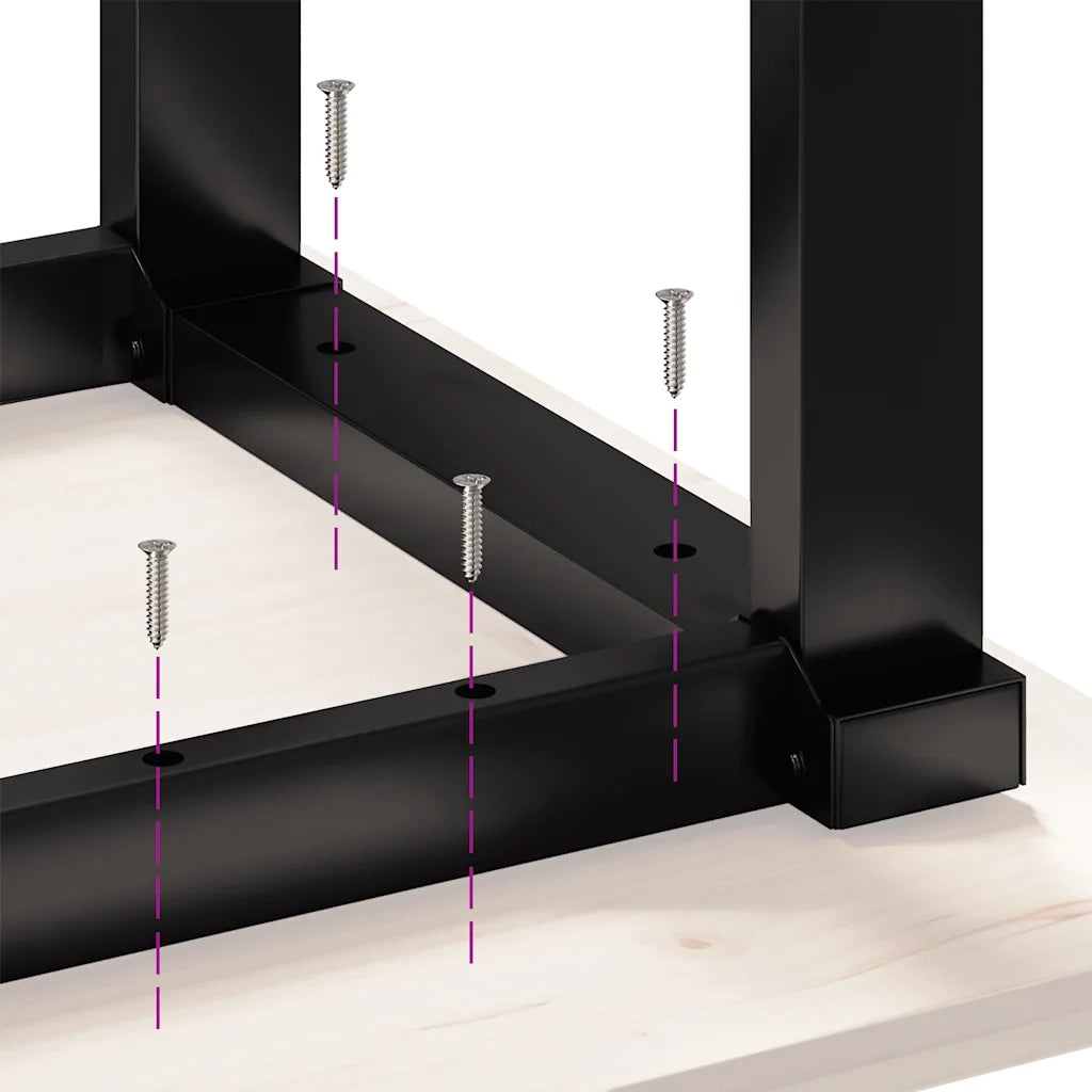 Tavolo da Pranzo Telaio a O 100x50x75 cm Legno Pino e Acciaio 3282675