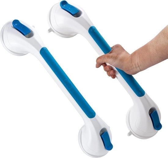 Maniglie per bagno, 2 pezzi 43 cm maniglie per doccia con aspirazione, MAX 109 KG maniglie di sicurezza per doccia, maniglie robuste per anziani