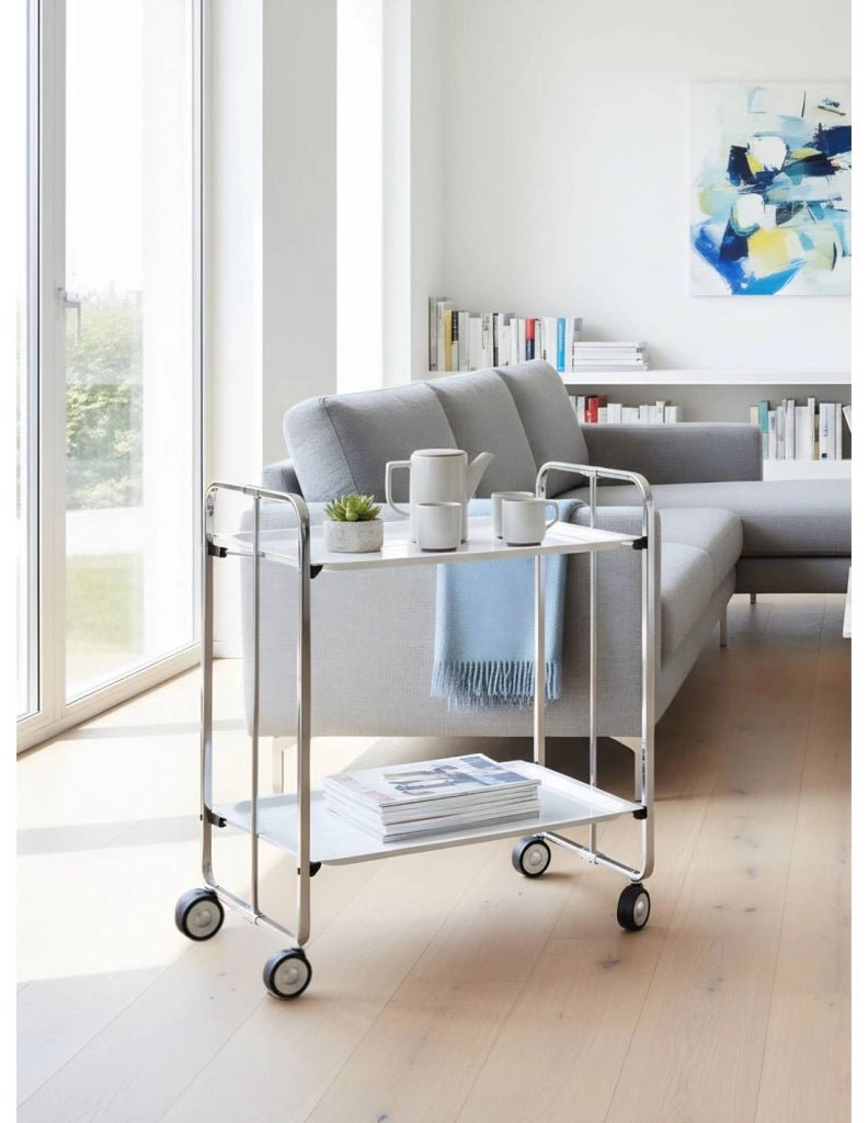 Carrello da cucina pieghevole cromato con ruote BAUHAUS 2 ripiani