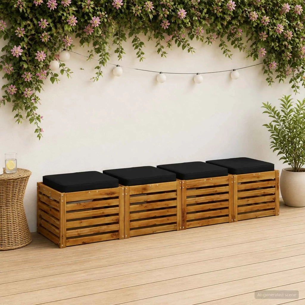 Cuscini per Sedia in 4 Pezzi VUGHT 4 pcs 100% Poliestere Nero 946216