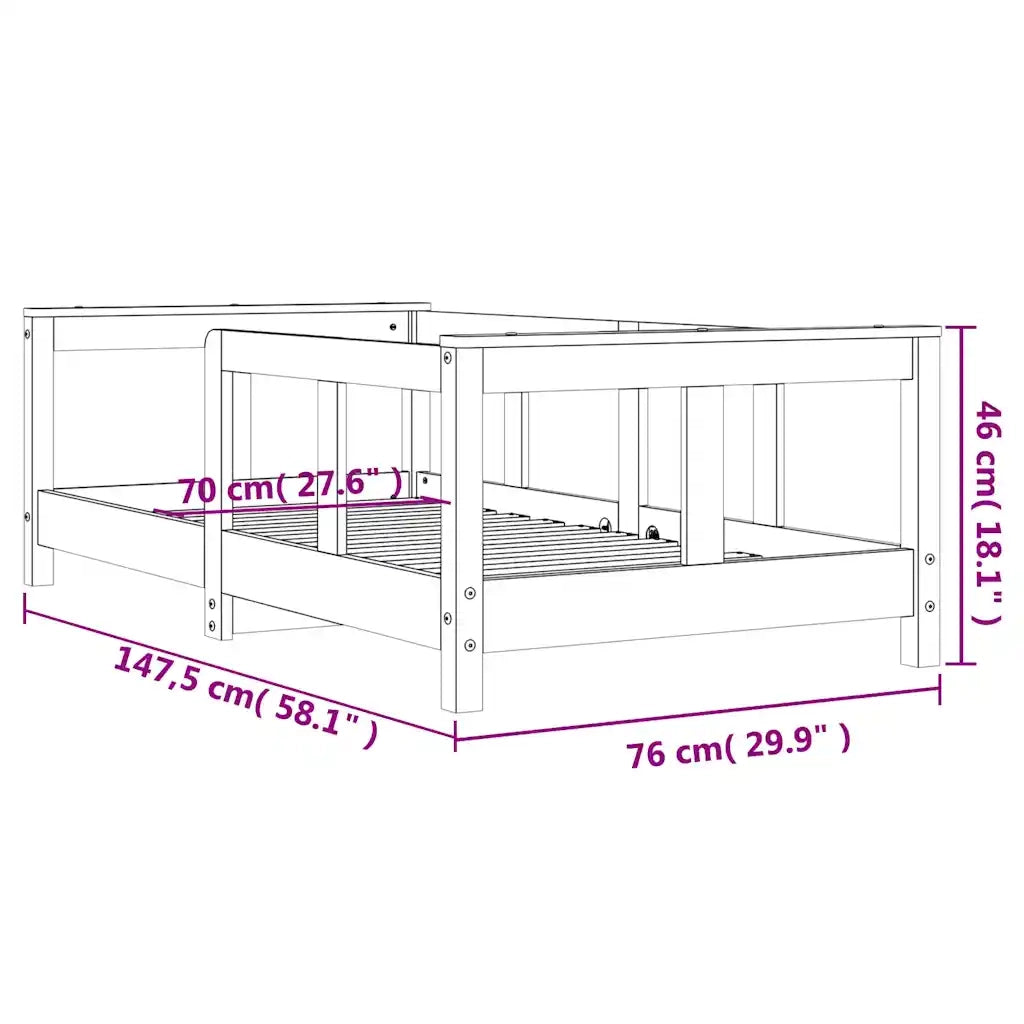 Giroletto per Bambini | Letto Infantile | Lettino 70x140 cm in Legno Massello di Pino