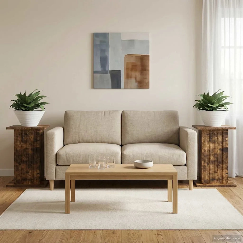 Supporto per piante | Sostegno per piante 2 pz Rovere Fumo 30,5 x 30 x 43 cm