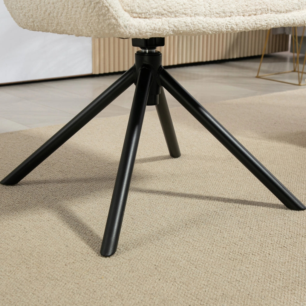 Sedia da pranzo girevole 360¡ã con seduta imbottita ¨C Minimal ¨C 58.5x59x78.5 cm, crema