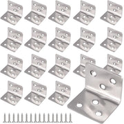 Unsetto angolare in acciaio inossidabile - 90 gradi - 20 pezzi - 40 x 40 x 2 mm - Incluso 120 viti - Supporto stabile