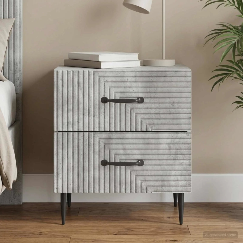 Armadio da Notte Grigio Cemento 43 x 34,5 x 47,5 cm 894761