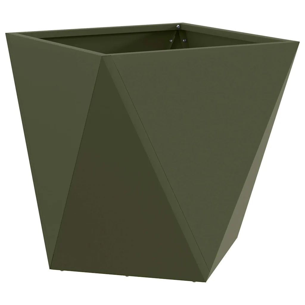 Fioriera 2 pcs Verde oliva 50 x 50 x 50 cm Acciaio 883843