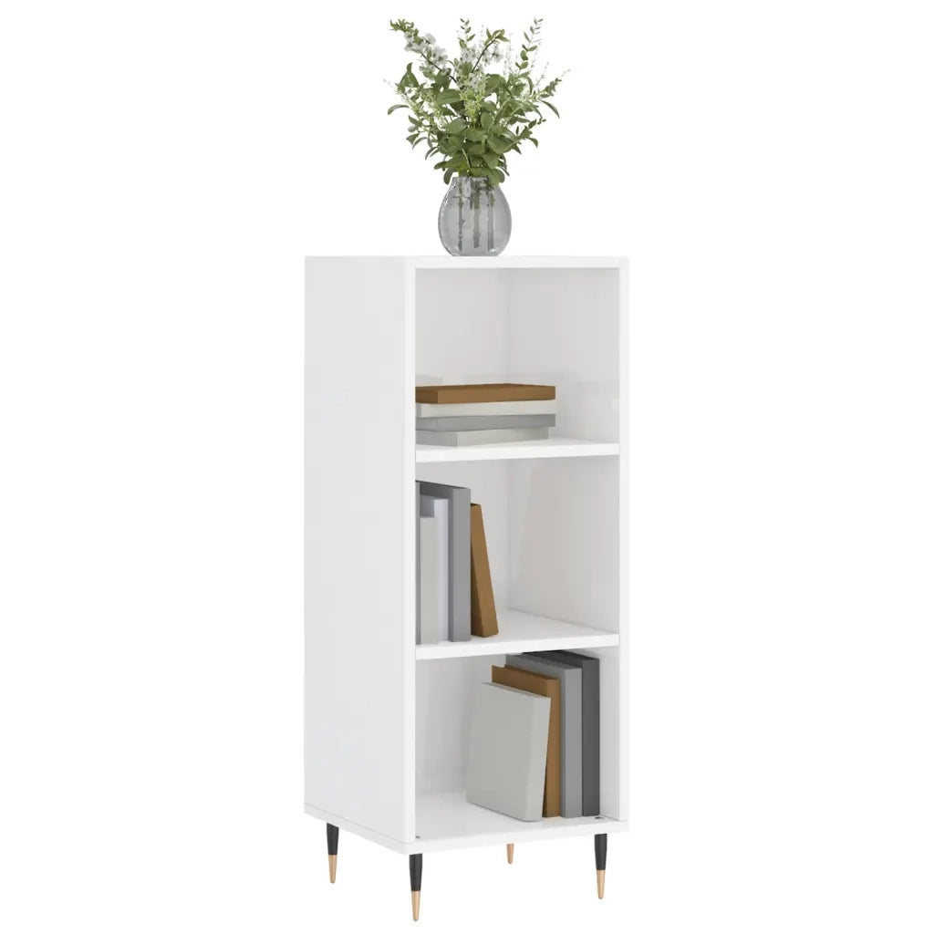 Credenza Bianco Lucido 34,5x32,5x90 cm in Legno Multistrato 828710