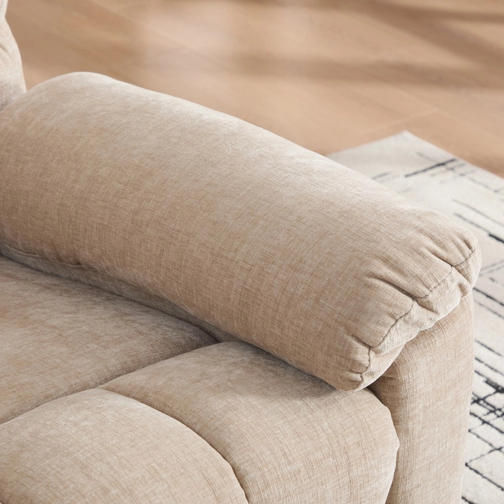 Poltrona Relax Elettrica Girevole 360¡ã con Massaggio, Riscaldamento e Poggiapiedi ¨C MINIMAL ¨C Beige Chiaro