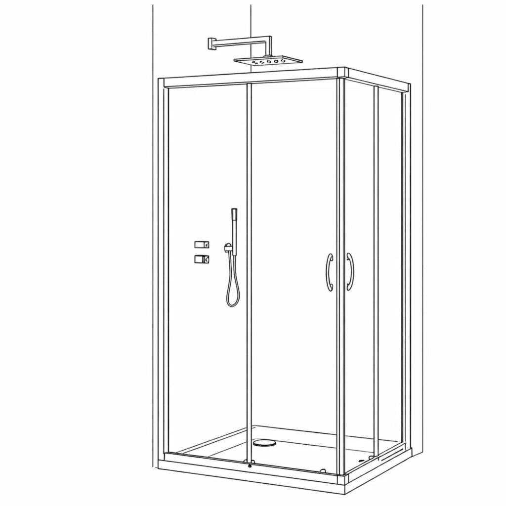 Cabina doccia angolare con ante scorrevoli in cristallo temprato 6 mm cromato *** misure 72-75x72-75xh190 cm, confezi...