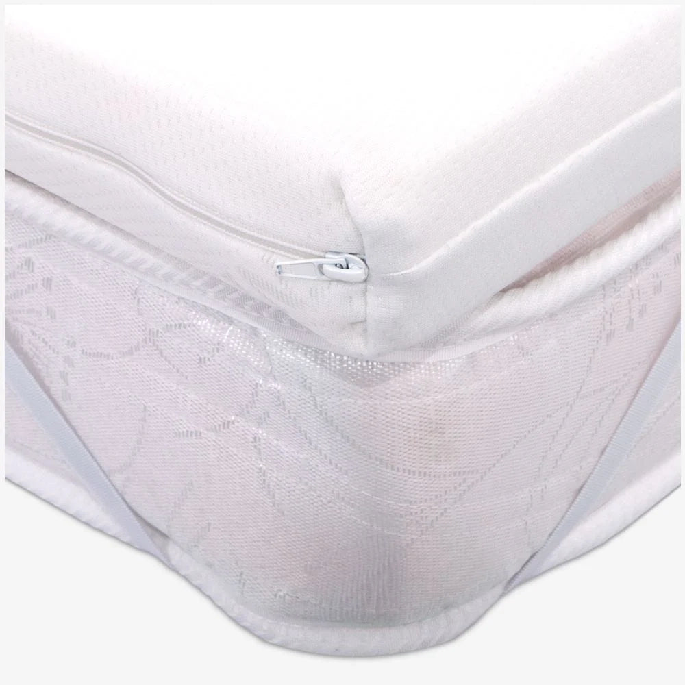 Topper Singolo 80x190 in waterfoam - alto 3 cm, sfoderabile, tessuto AloeVera | Correttore H3