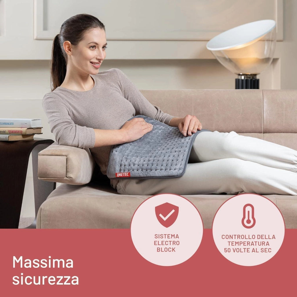 Imetec 16783 Intellisense Comfort Termoforo Multiuso 110W 40x35cm 5 Temperature Tasca per Mani Lavabile colore Grigio