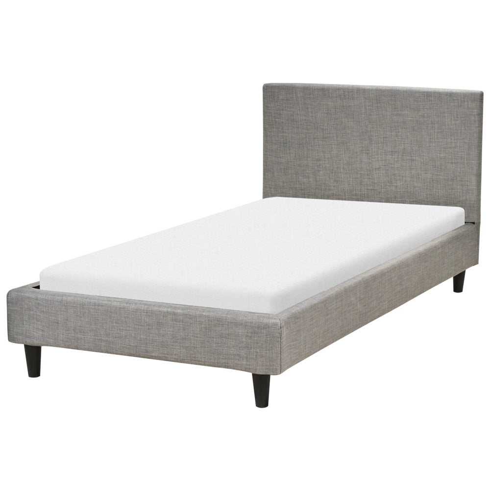 Letto singolo in Velluto grigio chiaro con rete a doghe 90 x 200 cm stile contemporaneo