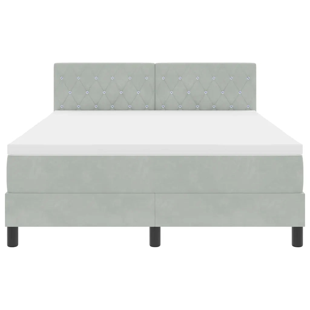 Letto a Sorgente LED con led Grigio chiaro 160 x 200 cm Velluto 3342596