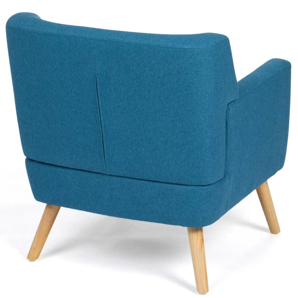 IDMarket - Poltrona scandinava in tessuto blu anatra LIV