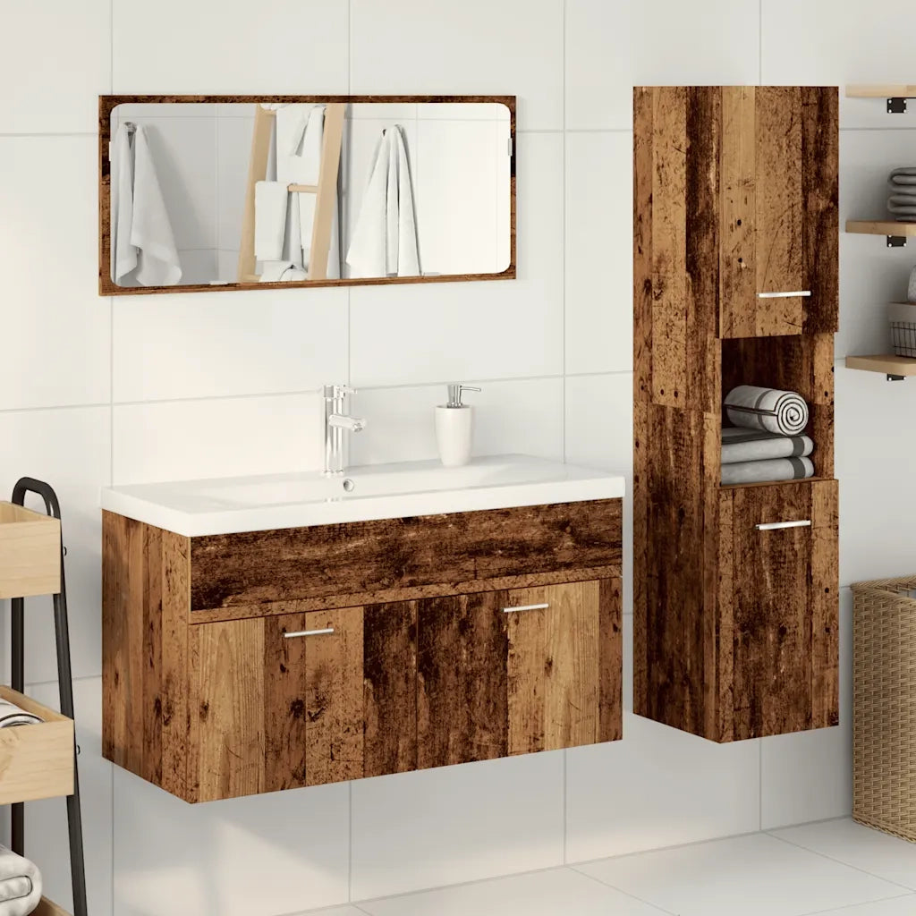 Set Mobili da Bagno | Armadio da bagno 4 pz Legno Antico in Legno Multistrato