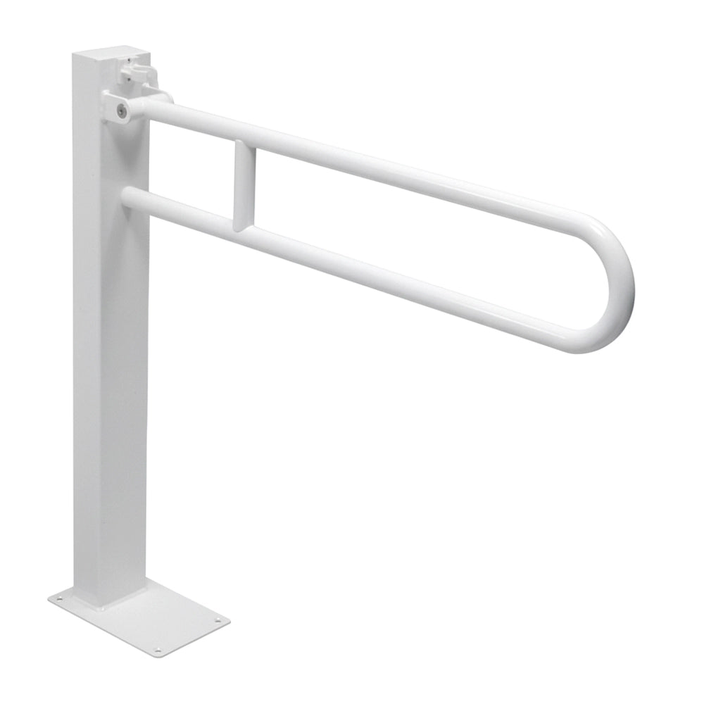 Barra di sostegno ribaltabile a colonna per disabili 65 cm in acciaio bianco con porta rotolo