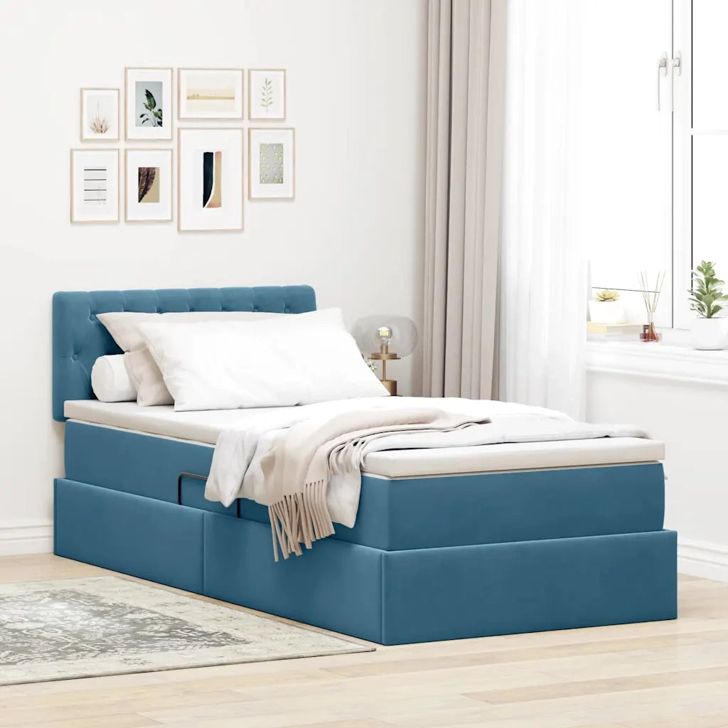 Letto con Contenitore Blu Scuro 90 x 200 cm Velluto 3370795