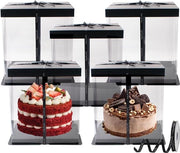 Imposte per torta trasparenti con cinturino - 5 pezzi - 15 cm - contenitore per torta con coperchio - plastica - dessert per compleanno - 22 x 22 x 24 cm