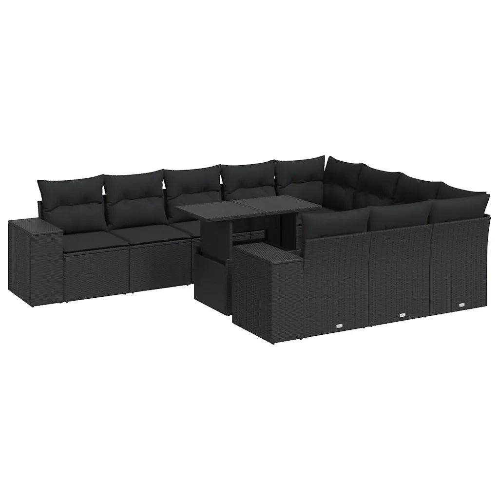Set Divani da Giardino 11 pz con Cuscini in Polyrattan Nero 3326866
