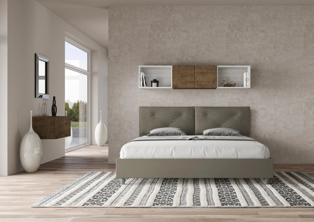 BS COM Letto matrimoniale king size senza rete imbottito 200x210 similpelle cappuccino