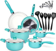 Set di pentole antiaderenti 20 pezzi con coperchi Pentole e padelle in alluminio Incluso padella di cottura padella di acciaio pentola di conservazione accessori da cucina