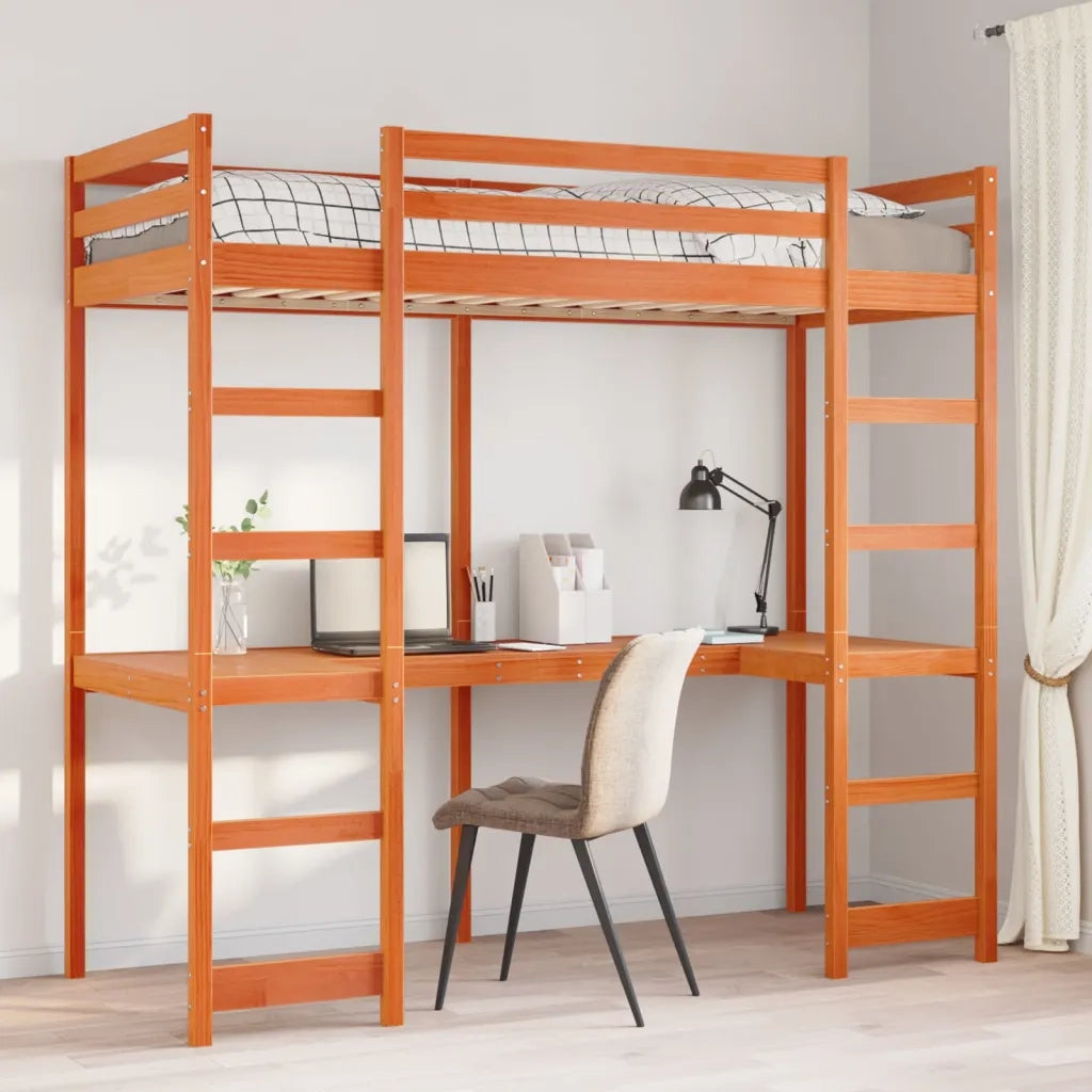 Giroletto Soppalco senza Materasso-Struttura Letto Marrone Cera 75x190cm Pino 915839