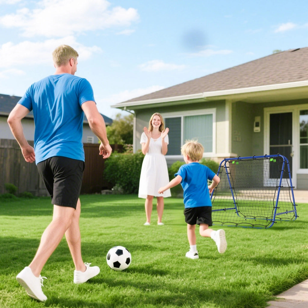 Rete da Calcio Rebounder Pieghevole ¨C Xylo ¨C Angolo Regolabile, 100x95x90 cm, Blu