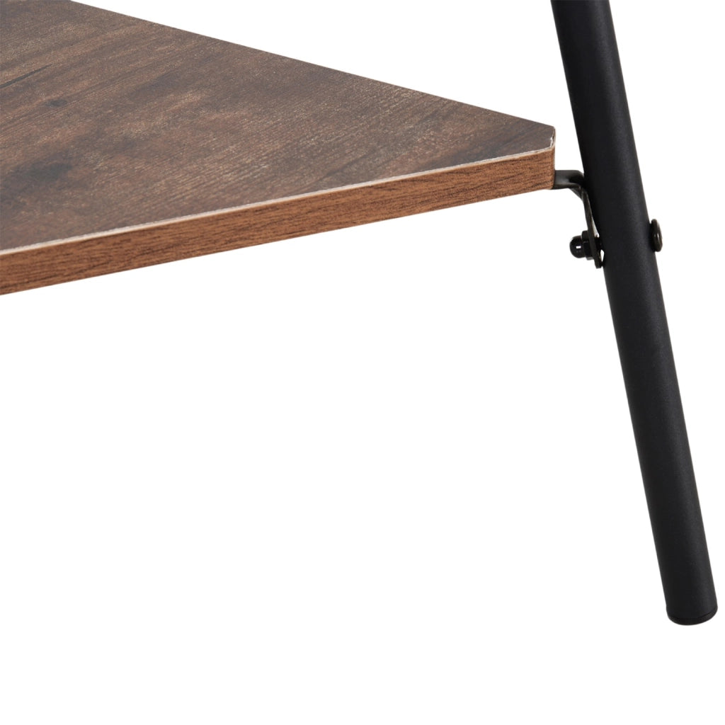 EasyComfort Appendiabiti da Terra con 2 Ripiani e 6 Ganci, Attaccapanni ad Albero in Stile Industriale, 46x52x182 cm, Nero e Marrone