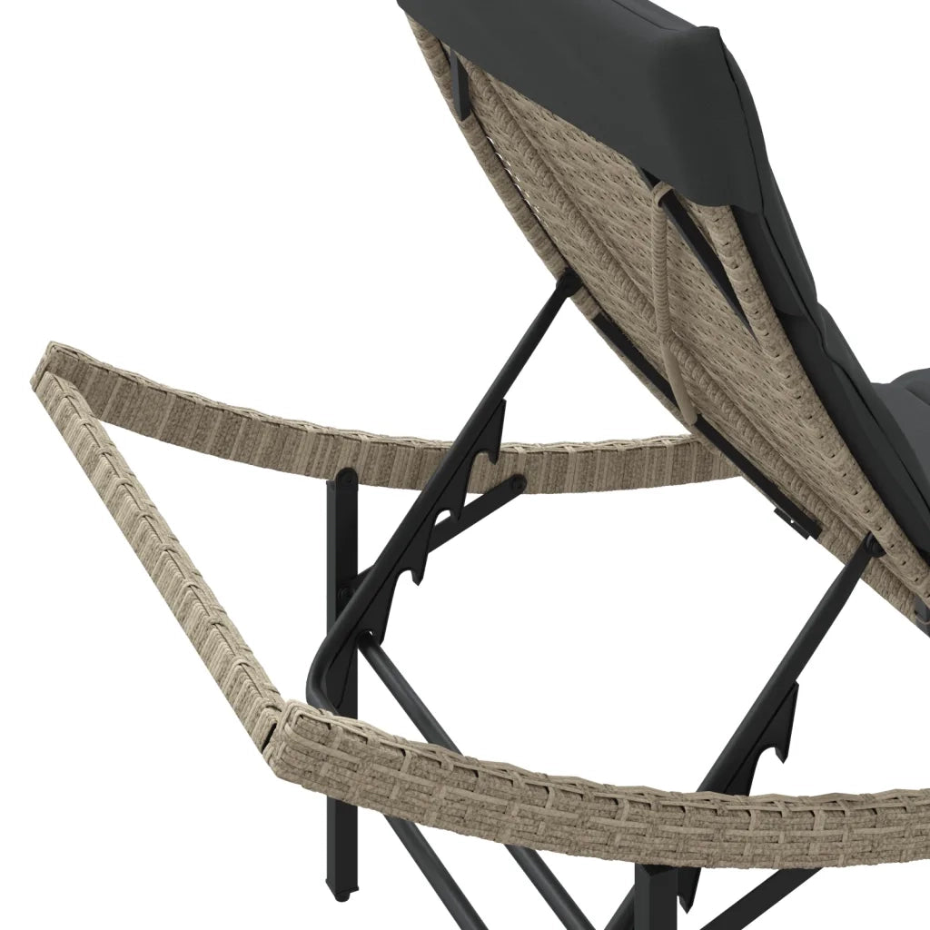 Lettini Prendisole 2 pz | Sdraio da giardino | Lettino da sole con Cuscini Grigio Chiaro in Polyrattan