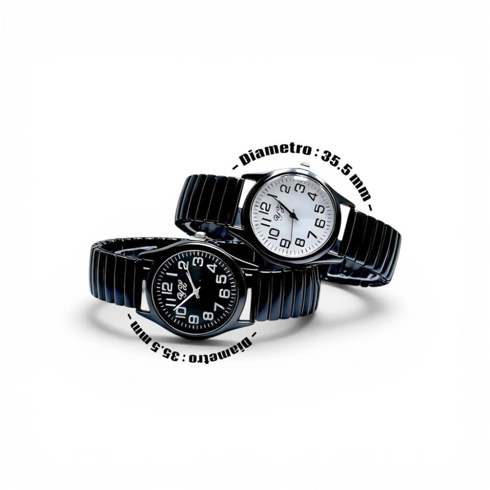 Trade Shop - Orologio Da Polso 35.5 Mm Elegante Quadrante Bianco Cinturino Elastico -