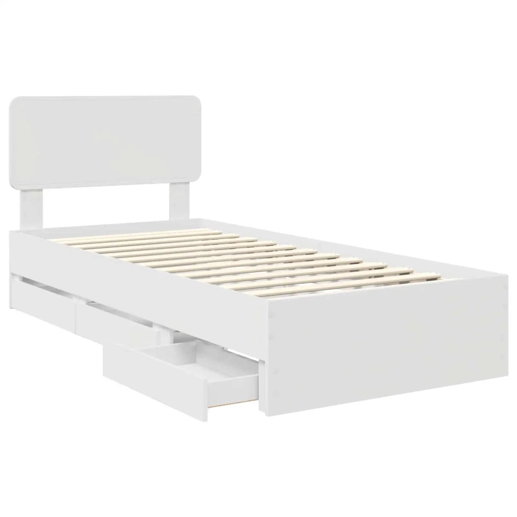 Letto singolo | Letto per adulti | Struttura del letto Bianco 75 x 190 cm Legno ingegnerizzato