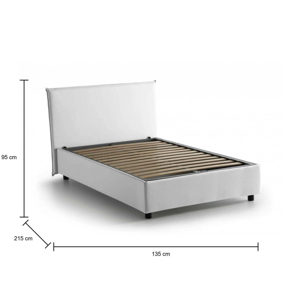 Anissa, Letto Piazza e Mezza Sfoderabile Made in Italy, Bianco