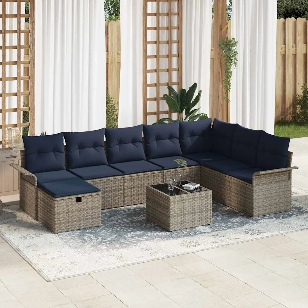 Set Divano da Giardino con cuscino 9 pcs Poly Rattan 3360276