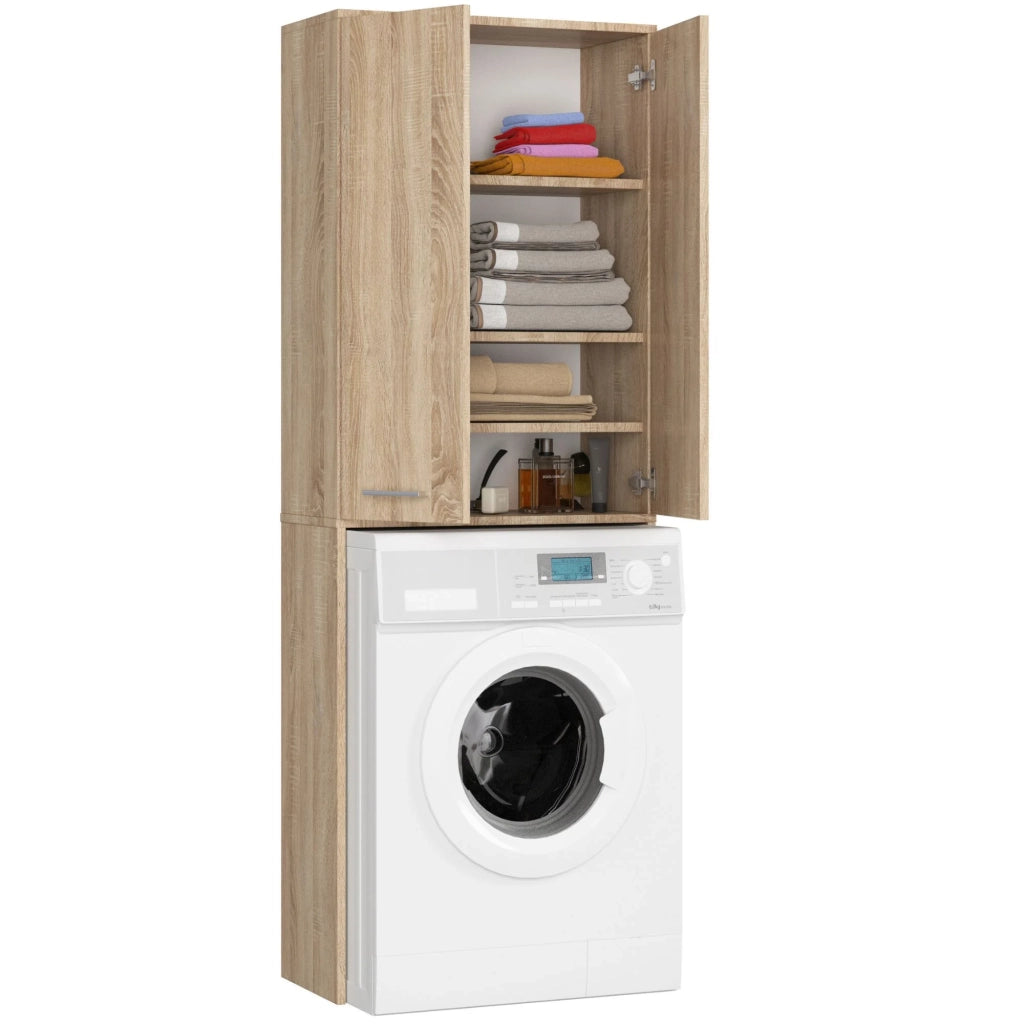 Colonna da bagno AKORD FIN per incasso di una lavatrice Sonoma Quercia 64 cm 2 ante 64x30x180 cm