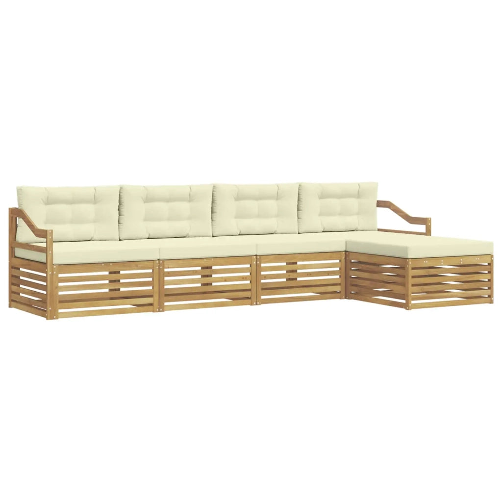 Set di divani da esterno 5 pz Bianco e Crema Poliestere 3390340