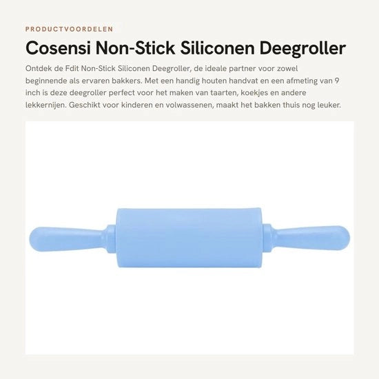 Antikleef 9 Pollici - Rullo in Silicone - Manico in Legno - Sicuro - Facile da Pulire - Solido - Bakrol