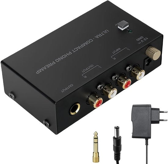 Amplificatore di Preamp per Dischi in Vinile - Adattatore DC 12V - Ingresso e Uscita RCA - Per Migliorare la Qualità Audio - Adatto per...