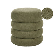 Poggiapiedi Verde Boucle Pouf rotondo Tappezzeria Glam Ottomane Mobili Soggiorno