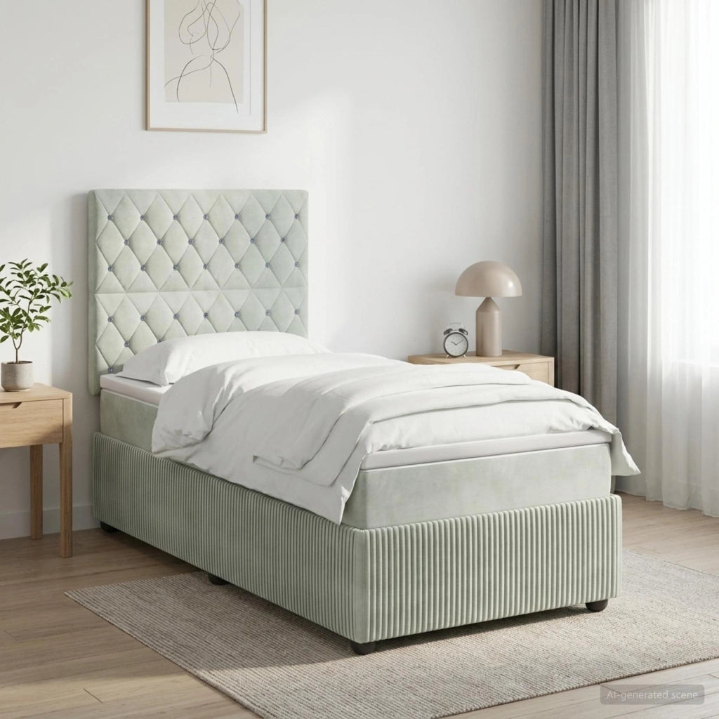 Letto box spring con materasso Grigio Chiaro Singolo Velluto 3454709
