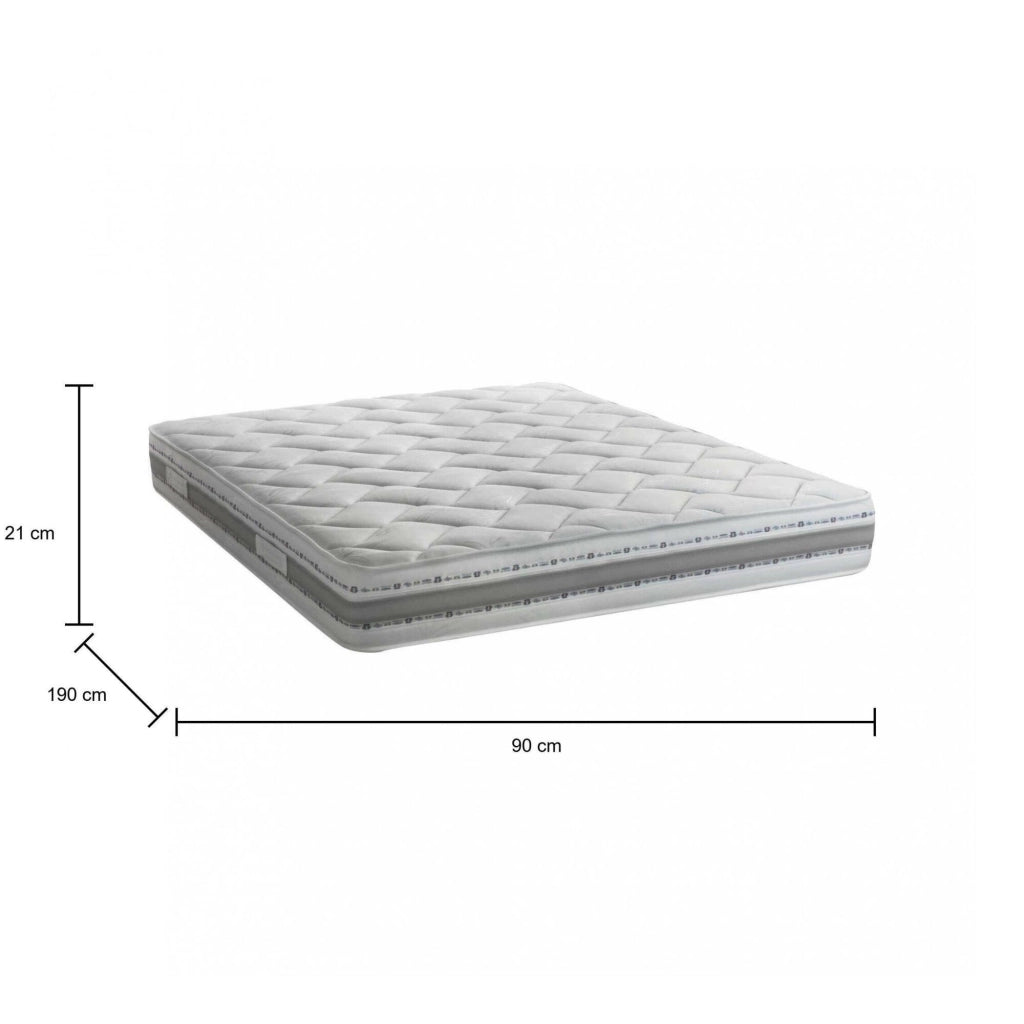 Anselmo, Materasso Singolo Sfoderabile Made in Italy, 190x90x21h cm Bianco
